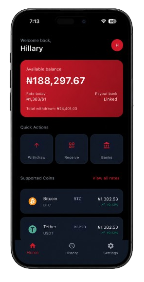 GoTop mobile application screen